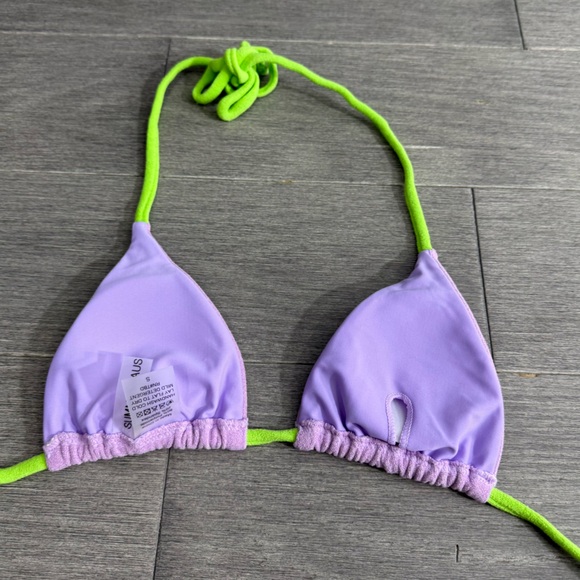 NWOT Beach Bunny Peyton Triangle Bikini Top by Summer Haus In Lavender & Green S - Picture 6 of 11